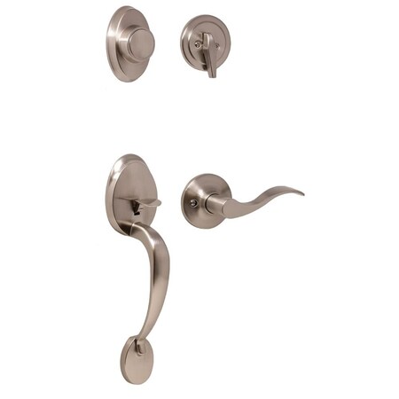 Weslock Hillcrest Dummy Handleset with Left Hand New Haven Trim Satin Nickel L2815-NXN0020